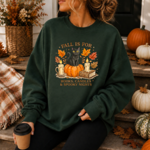 Fall Cat Sweatshirt -- Cozy Autumn Pullover